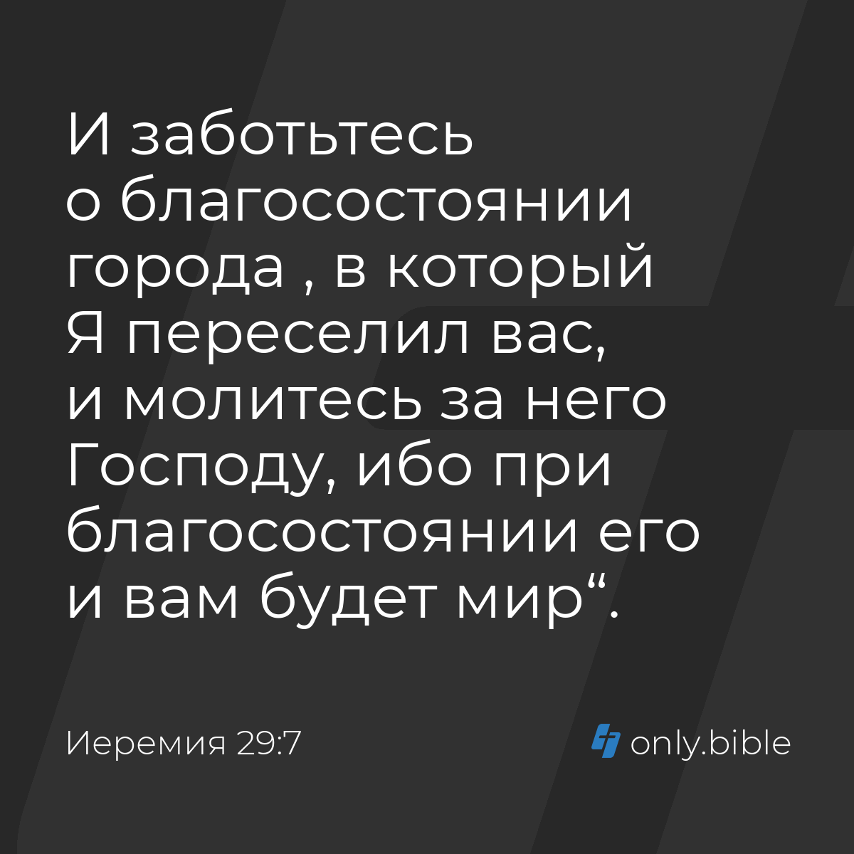 Иеремия 29:7 / Русский синодальный перевод (Юбилейное издание) | Библия  Онлайн