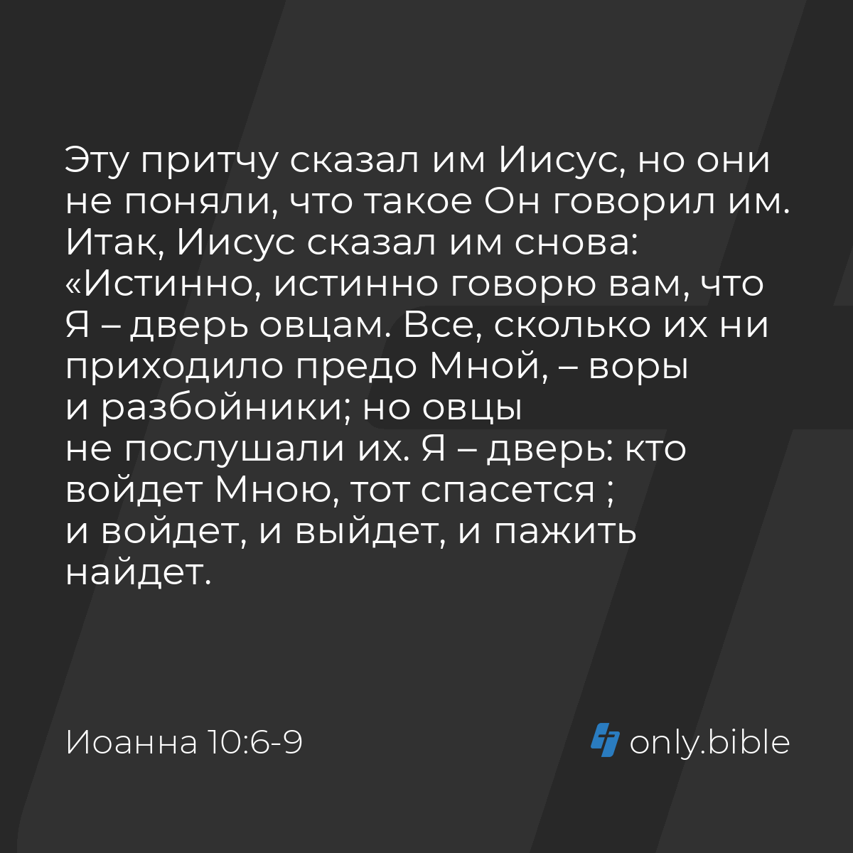 Иоанна 10:6-9 / Русский синодальный перевод (Юбилейное издание) | Библия  Онлайн