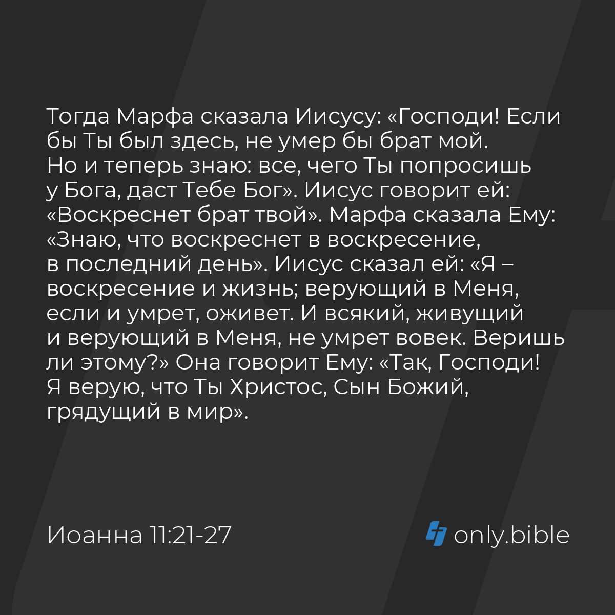 Иоанна 11:21-27 / Русский синодальный перевод (Юбилейное издание) | Библия  Онлайн