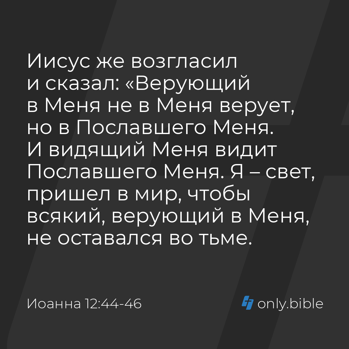 Иоанна 12:44-46 / Русский синодальный перевод (Юбилейное издание) | Библия  Онлайн