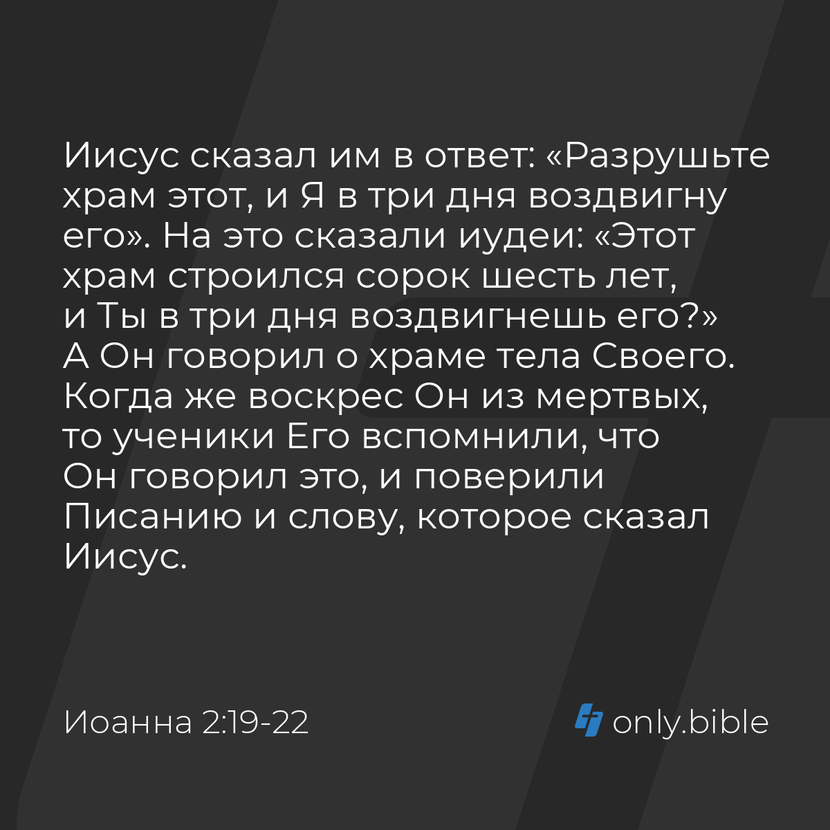 Иоанна 2:19-22 / Русский синодальный перевод (Юбилейное издание) | Библия  Онлайн