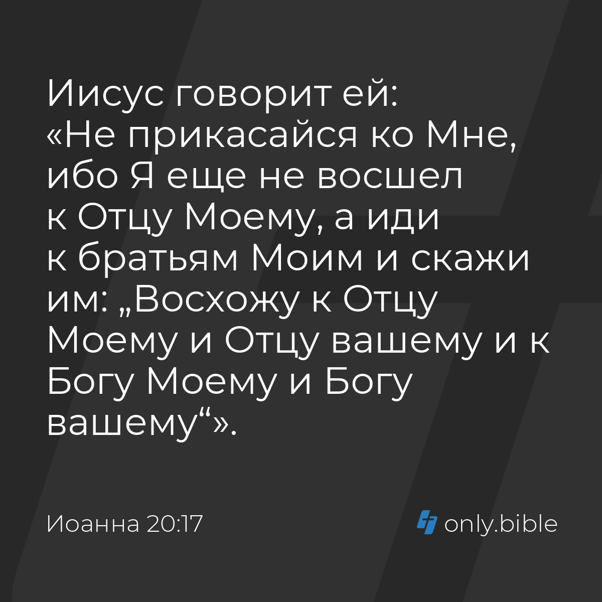 Иоанна 20:17 / Русский синодальный перевод (Юбилейное издание) | Библия  Онлайн