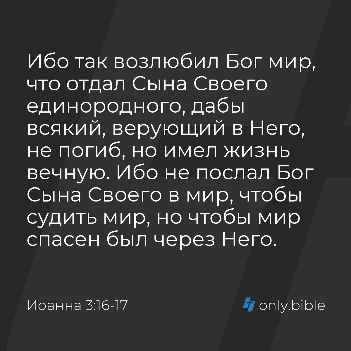 Иоанна 3:16-17 / Русский синодальный перевод (Юбилейное издание) | Библия  Онлайн