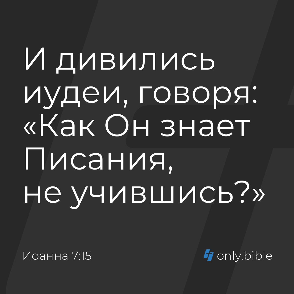 Иоанна 7:15 / Русский синодальный перевод (Юбилейное издание) | Библия  Онлайн