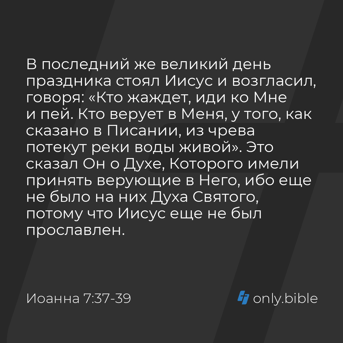 Иоанна 7:37-39 / Русский синодальный перевод (Юбилейное издание) | Библия  Онлайн