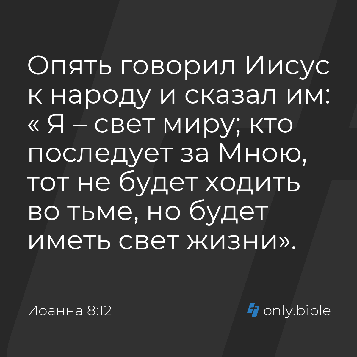 Иоанна 8:12 / Русский синодальный перевод (Юбилейное издание) | Библия  Онлайн