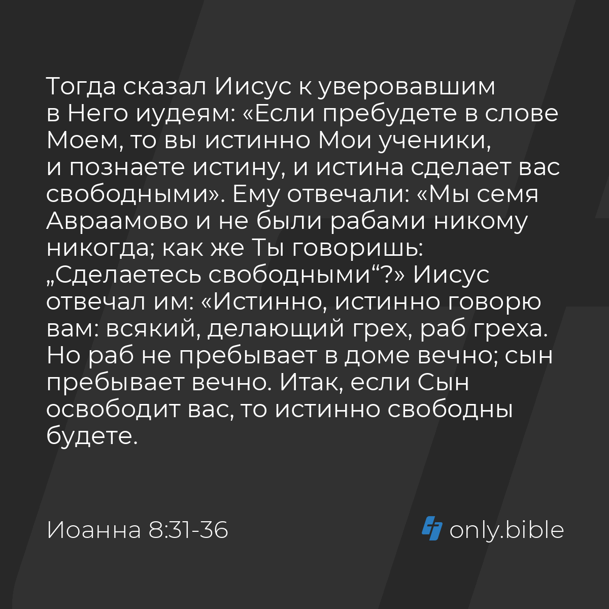 Иоанна 8:31-36 / Русский синодальный перевод (Юбилейное издание) | Библия  Онлайн