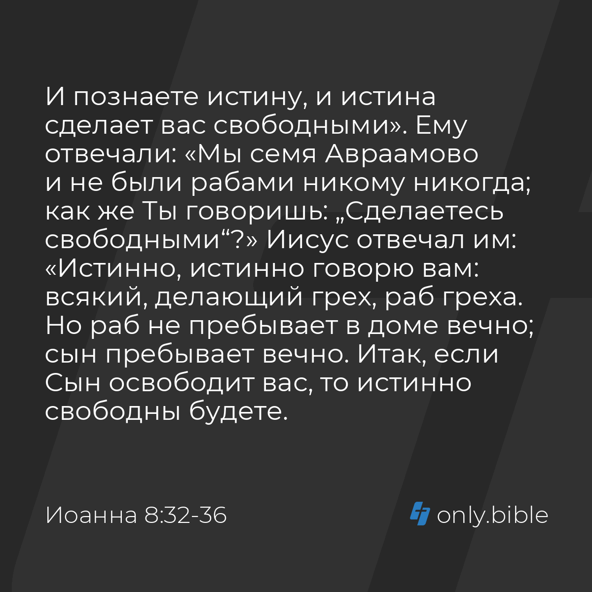 Иоанна 8:32-36 / Русский синодальный перевод (Юбилейное издание) | Библия  Онлайн