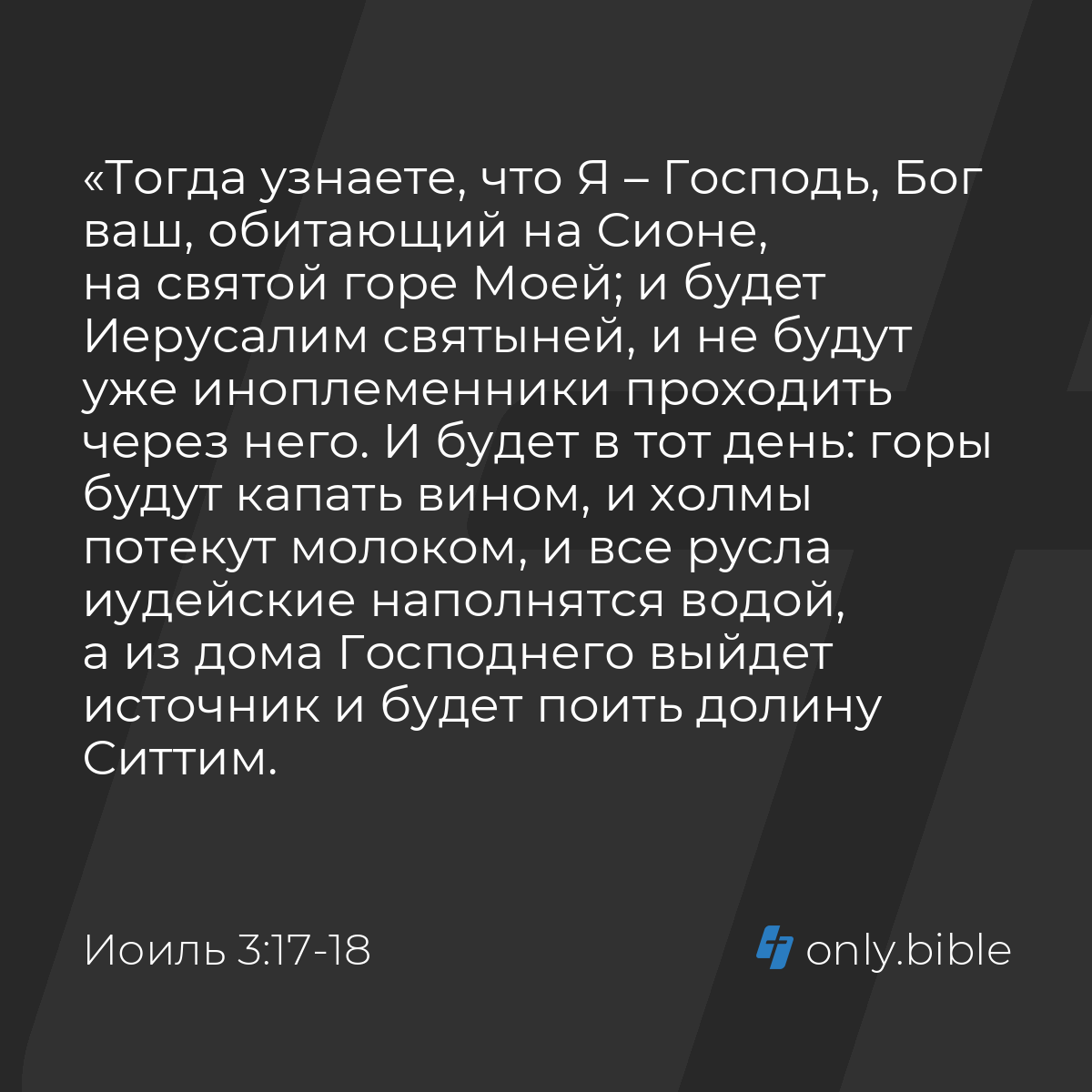 Иоиль 3:17-18 / Русский синодальный перевод (Юбилейное издание) | Библия  Онлайн