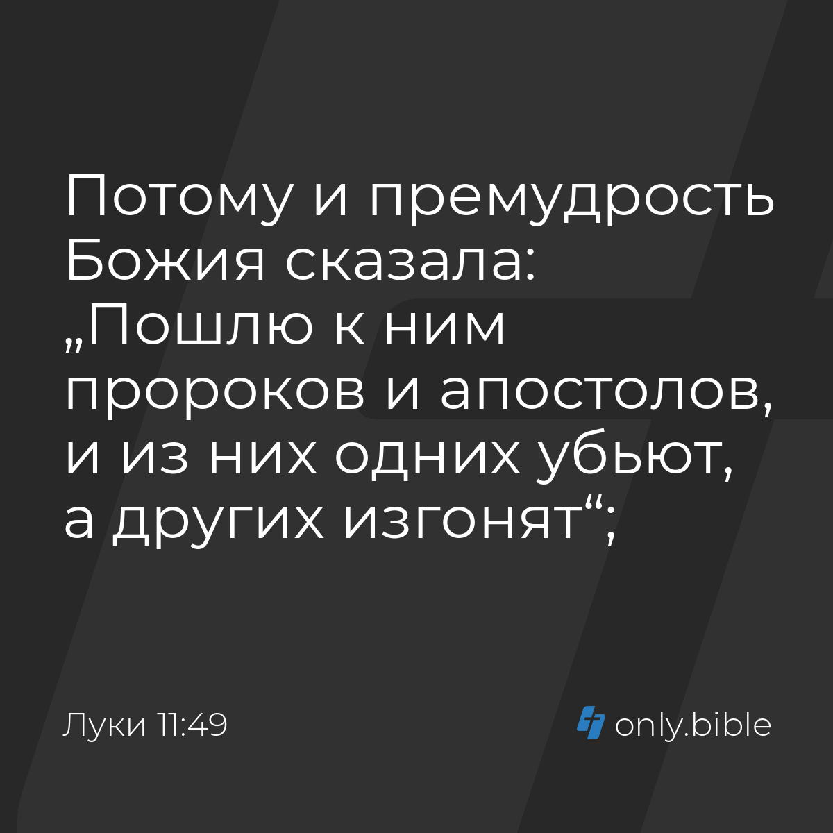 Луки 11:49 / Русский синодальный перевод (Юбилейное издание) | Библия Онлайн