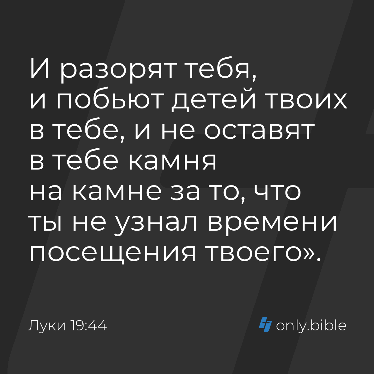 Луки 19:44 / Русский синодальный перевод (Юбилейное издание) | Библия Онлайн