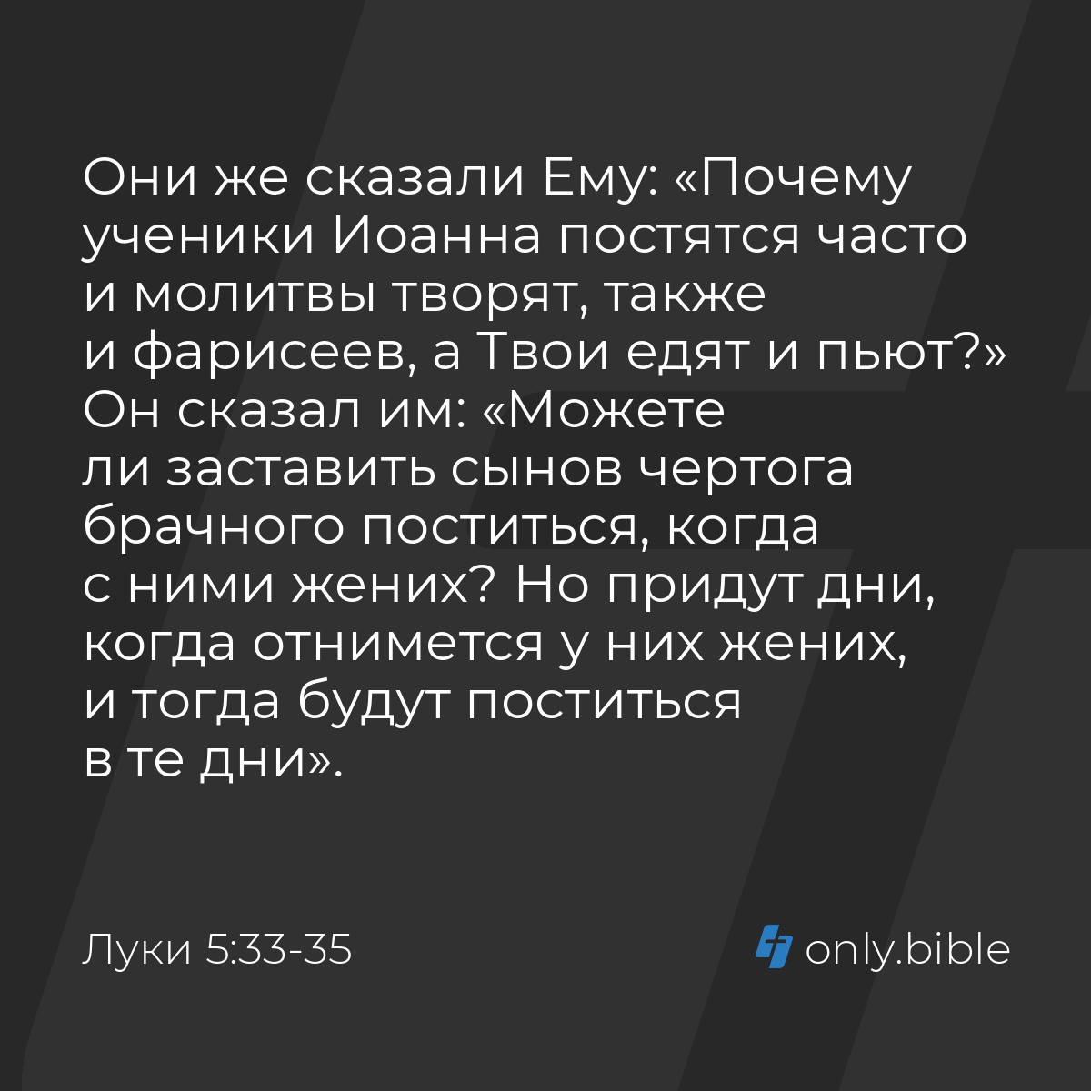 Луки 5:33-35 / Русский синодальный перевод (Юбилейное издание) | Библия  Онлайн