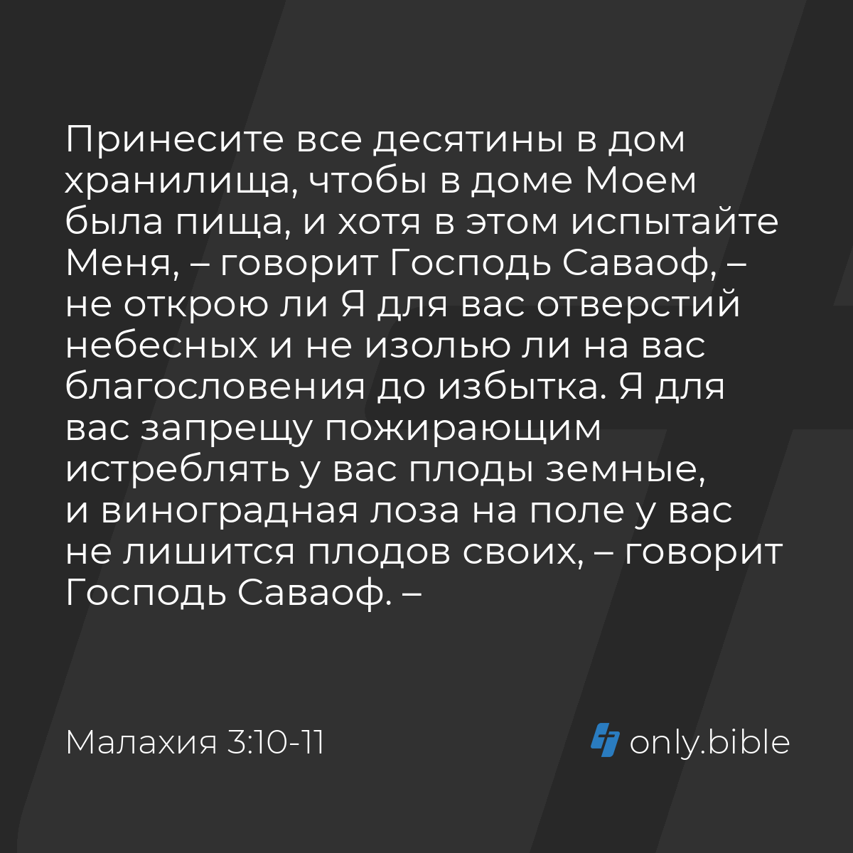 Малахия 3:10-11 / Русский синодальный перевод (Юбилейное издание) | Библия  Онлайн