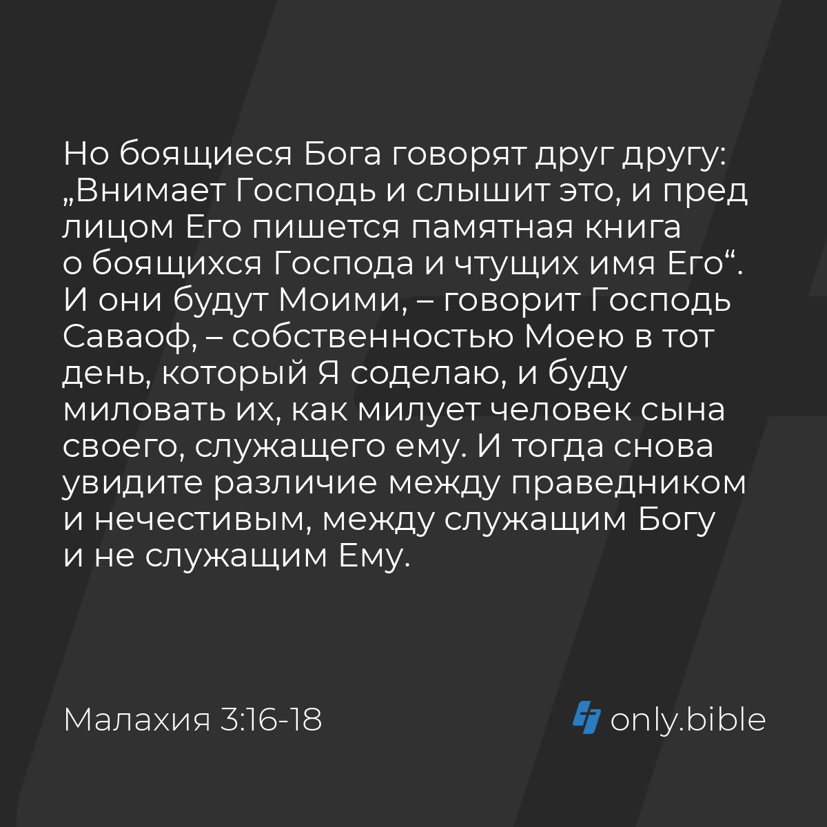 Малахия 3:16-18 / Русский синодальный перевод (Юбилейное издание) | Библия  Онлайн