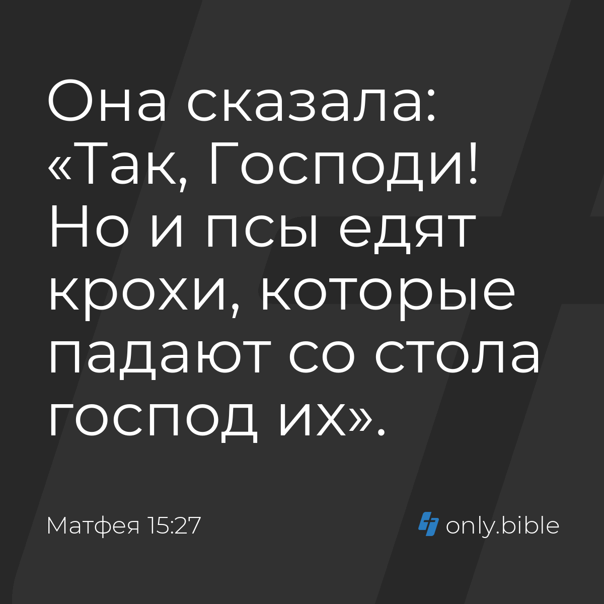 Матфея 15:27 / Русский синодальный перевод (Юбилейное издание) | Библия  Онлайн