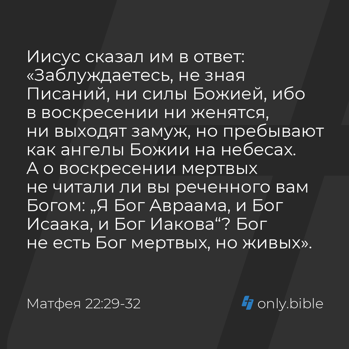 Матфея 22:29-32 / Русский синодальный перевод (Юбилейное издание) | Библия  Онлайн