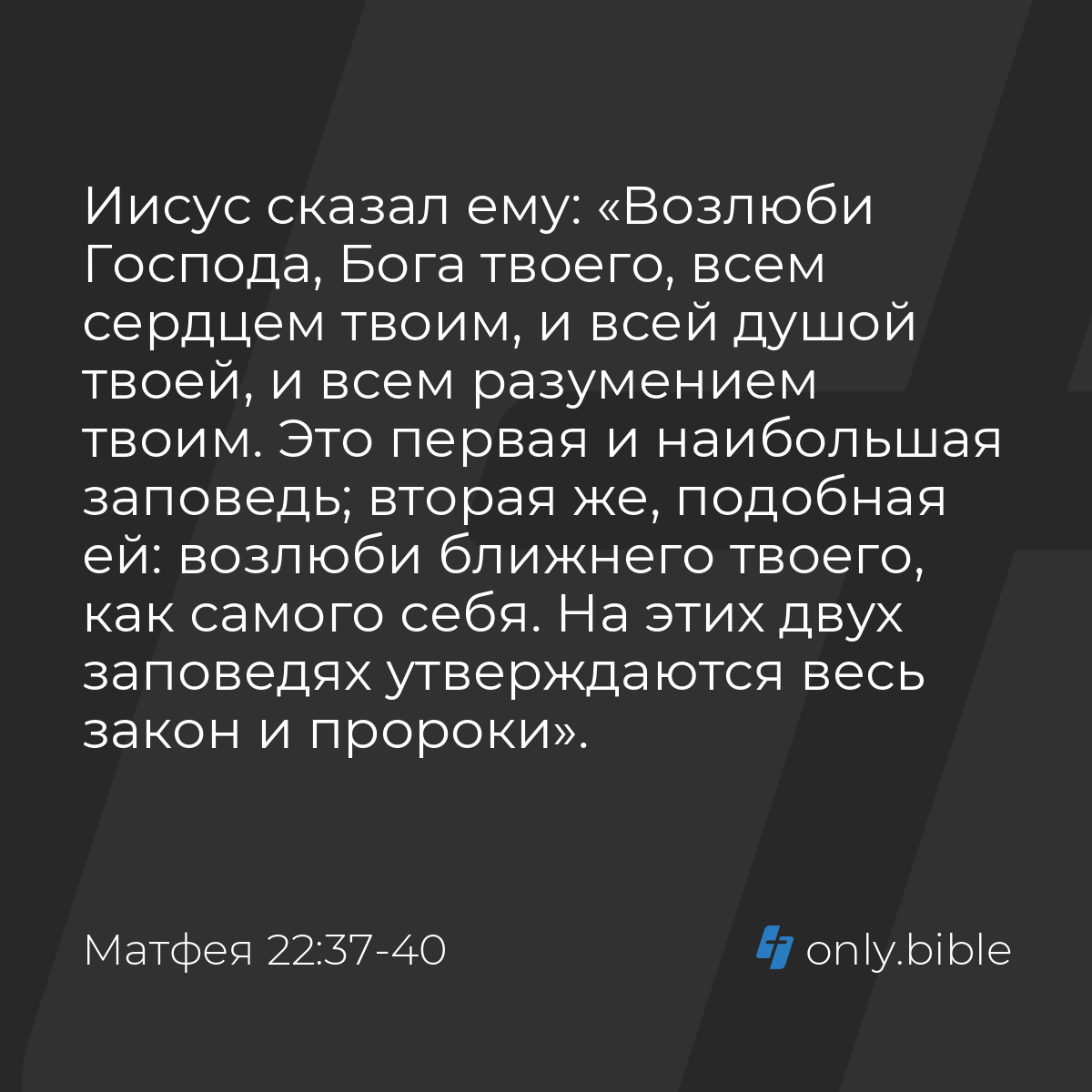 Матфея 22:37-40 / Русский синодальный перевод (Юбилейное издание) | Библия  Онлайн