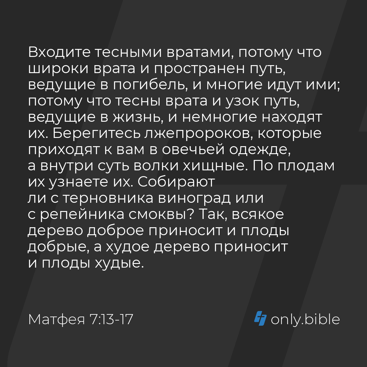 Матфея 7:13-27 / Русский синодальный перевод (Юбилейное издание) | Библия  Онлайн