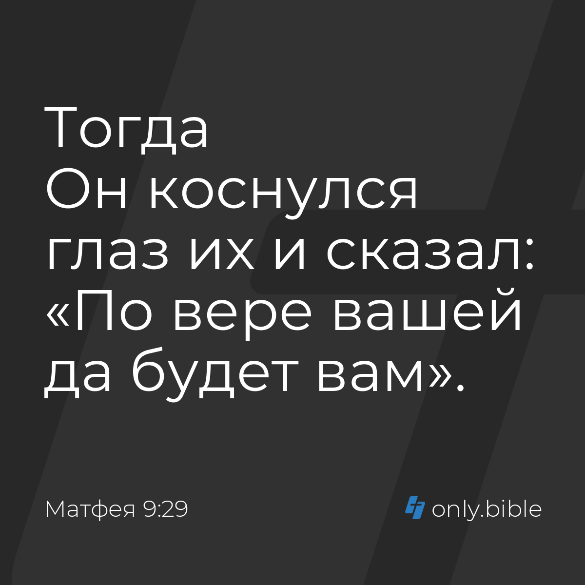 Матфея 9:29 / Русский синодальный перевод (Юбилейное издание) | Библия  Онлайн