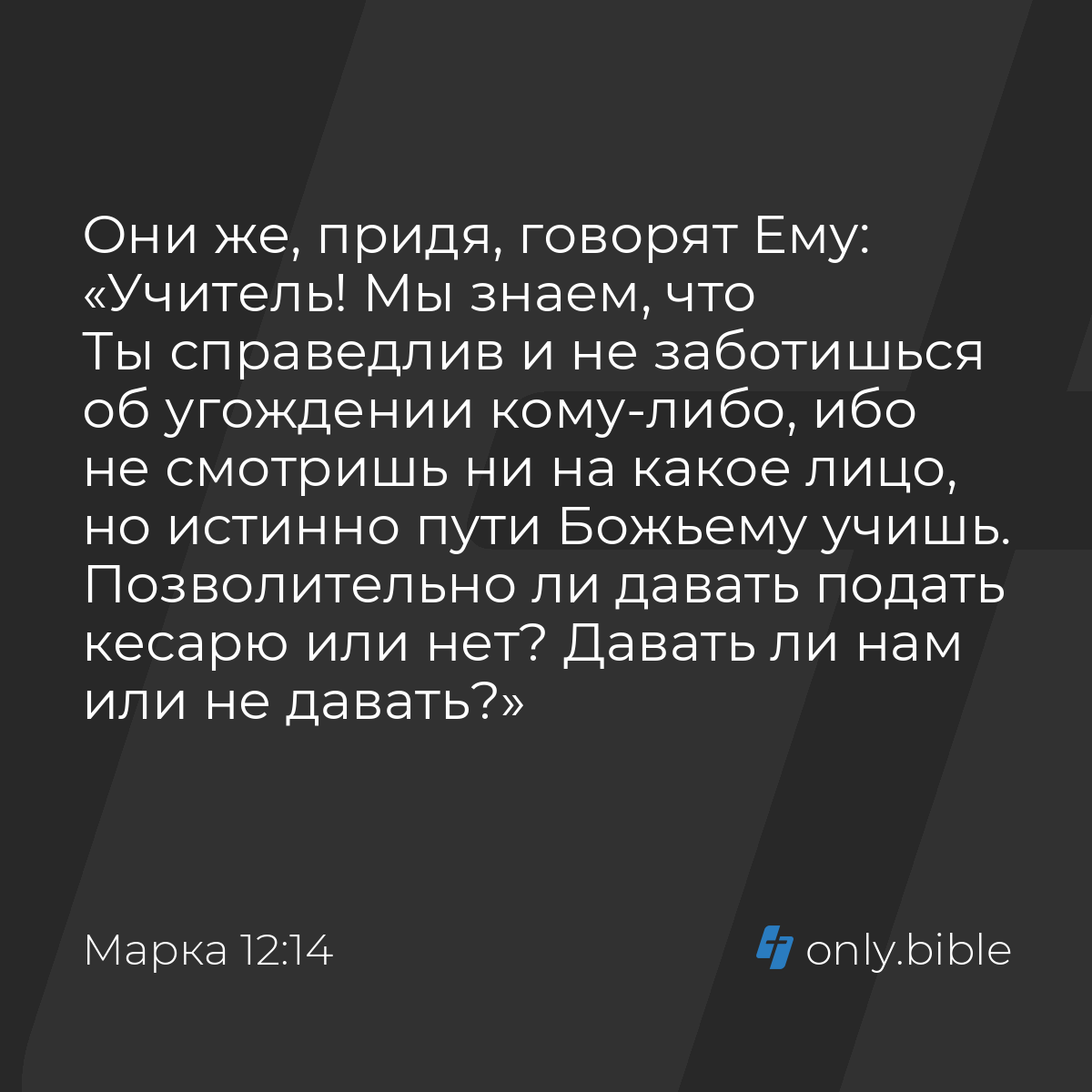 Марка 12:14 / Русский синодальный перевод (Юбилейное издание) | Библия  Онлайн