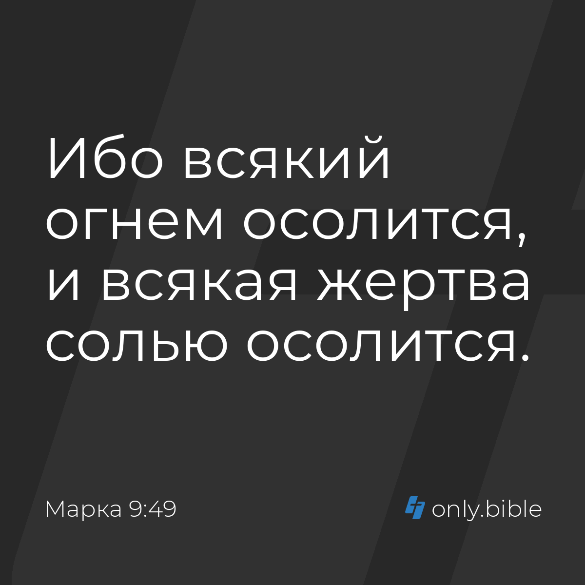 Марка 9:49 / Русский синодальный перевод (Юбилейное издание) | Библия Онлайн