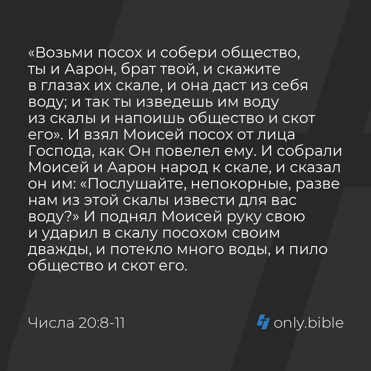 Числа 20:8-11 / Русский синодальный перевод (Юбилейное издание) | Библия  Онлайн