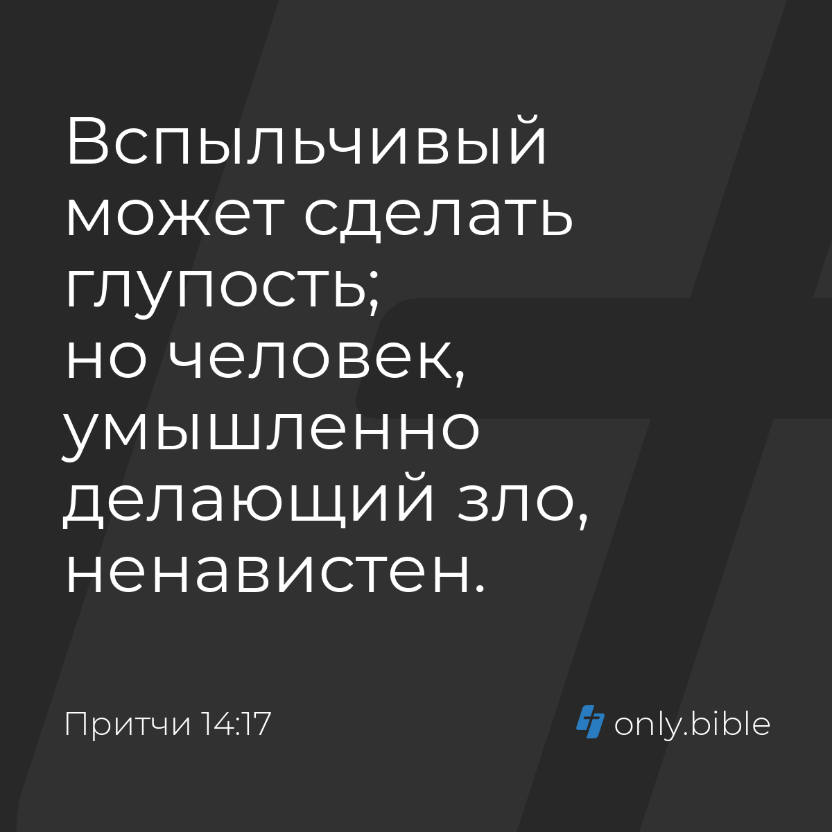 Притчи 14:17 / Русский синодальный перевод (Юбилейное издание) | Библия  Онлайн