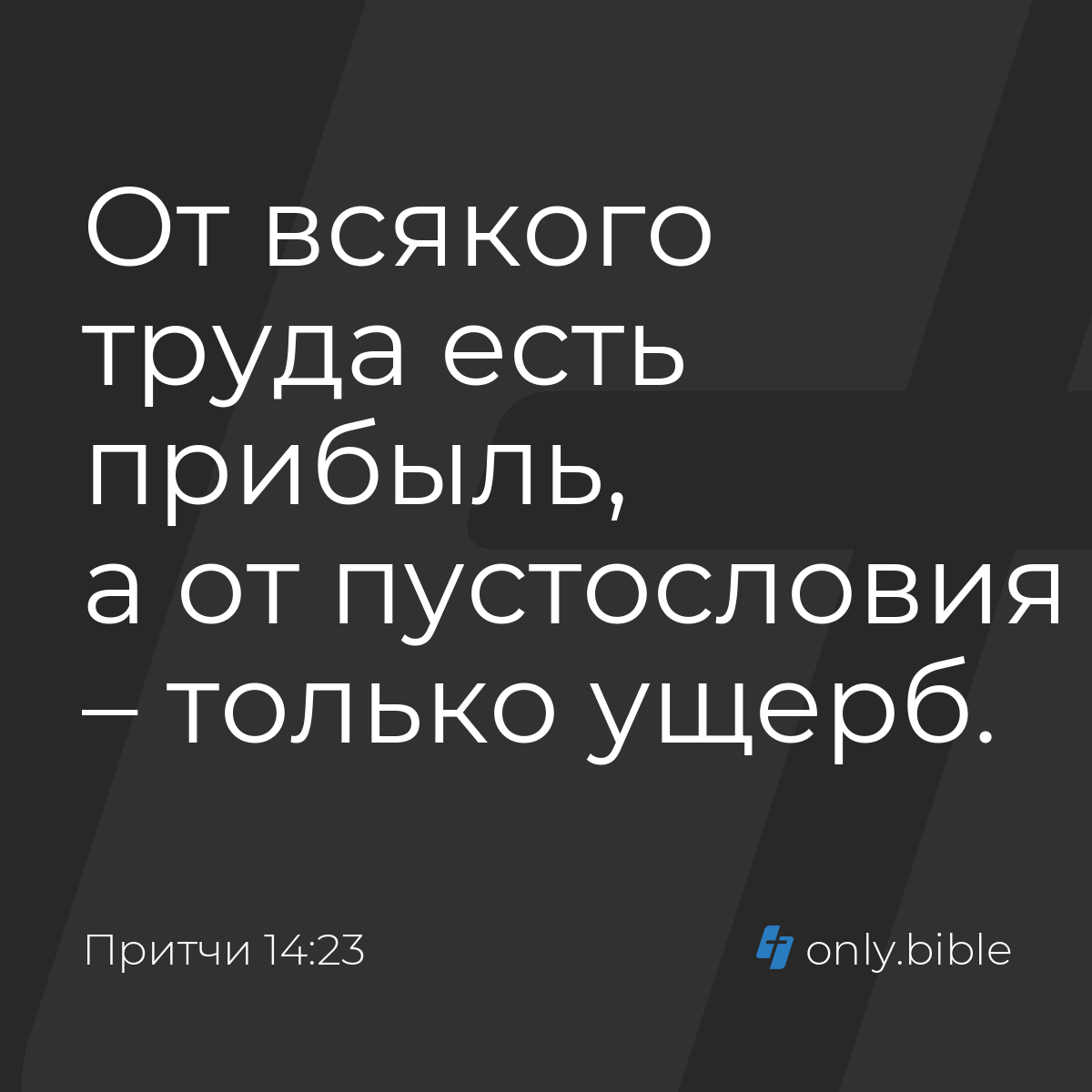 Притчи 14:23 / Русский синодальный перевод (Юбилейное издание) | Библия  Онлайн