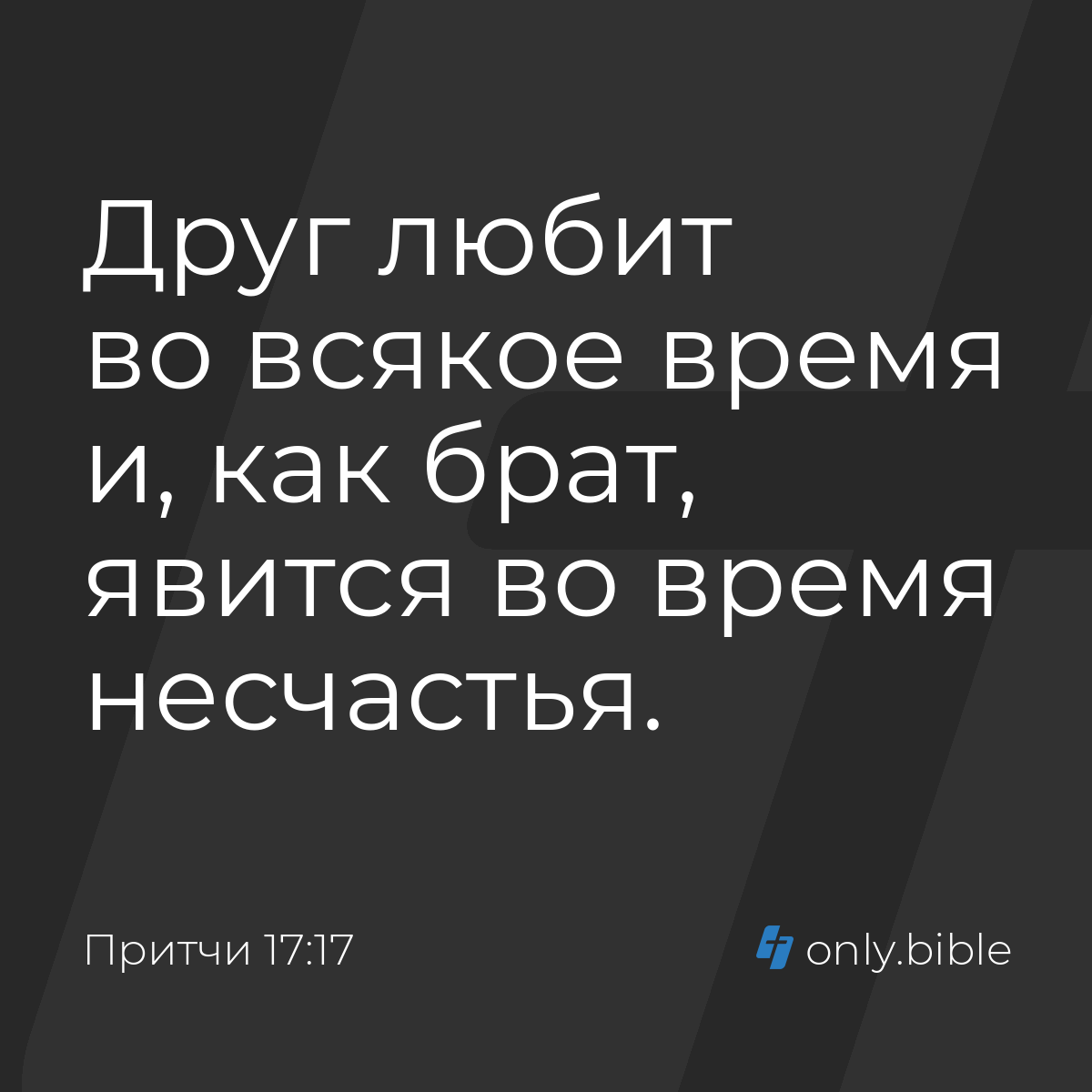 Притчи 17:17 / Русский синодальный перевод (Юбилейное издание) | Библия  Онлайн