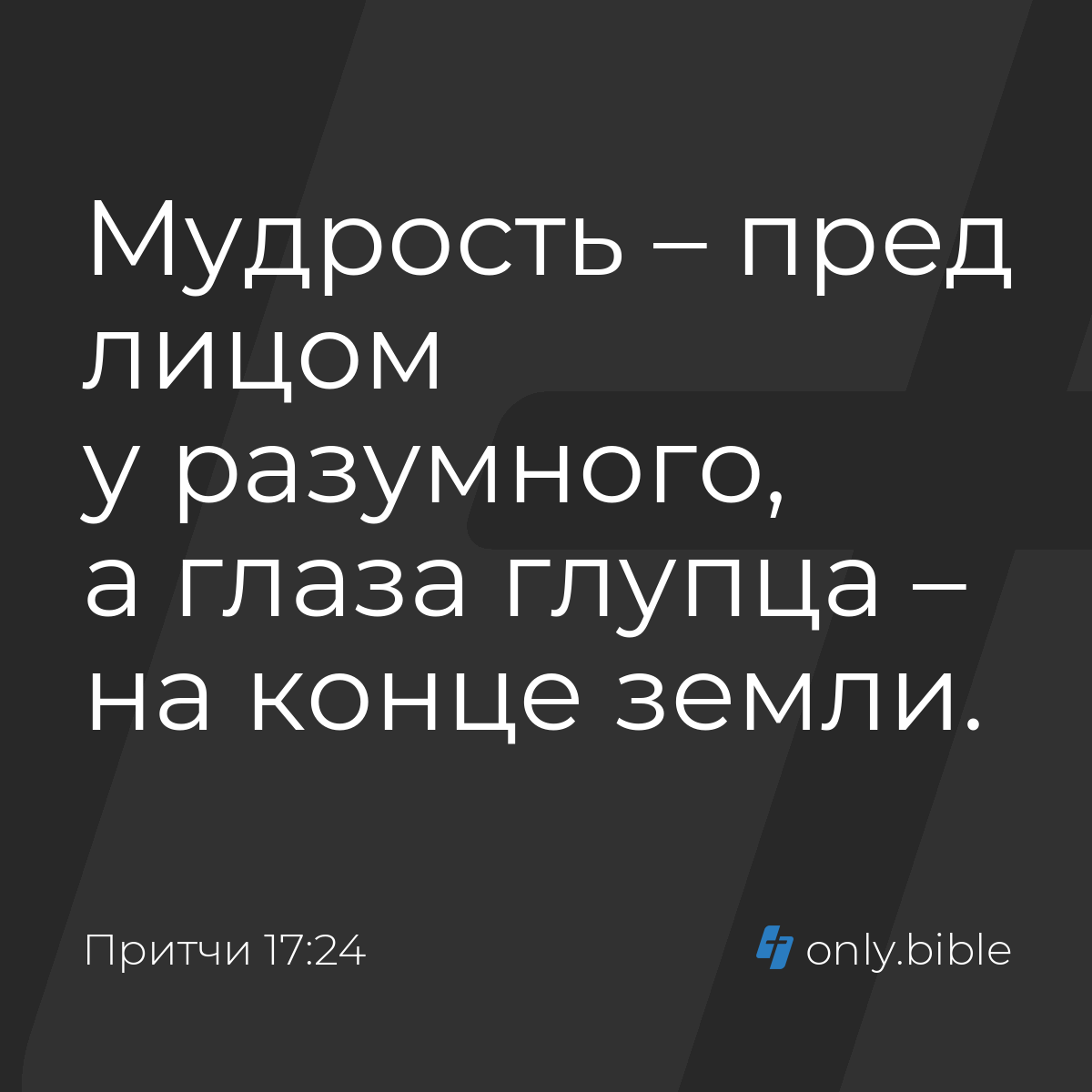 Притчи 17:24 / Русский синодальный перевод (Юбилейное издание) | Библия  Онлайн