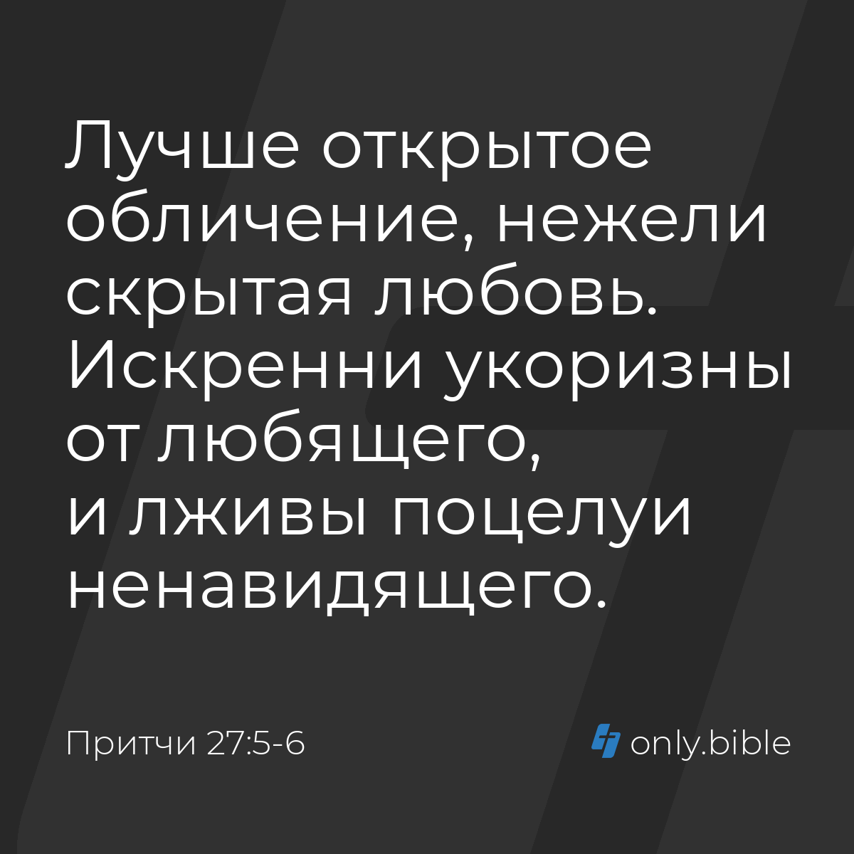 Притчи 27:5-6 / Русский синодальный перевод (Юбилейное издание) | Библия  Онлайн