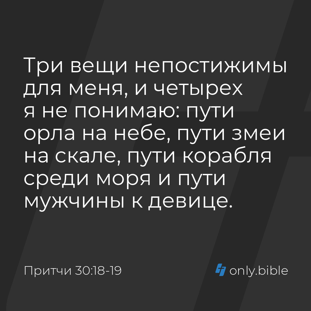 Притчи 30:18-19 / Русский синодальный перевод (Юбилейное издание) | Библия  Онлайн