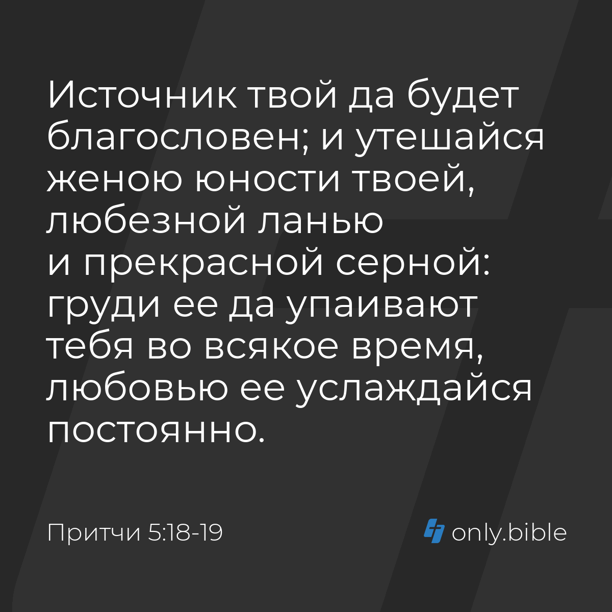 Притчи 5:18-19 / Русский синодальный перевод (Юбилейное издание) | Библия  Онлайн