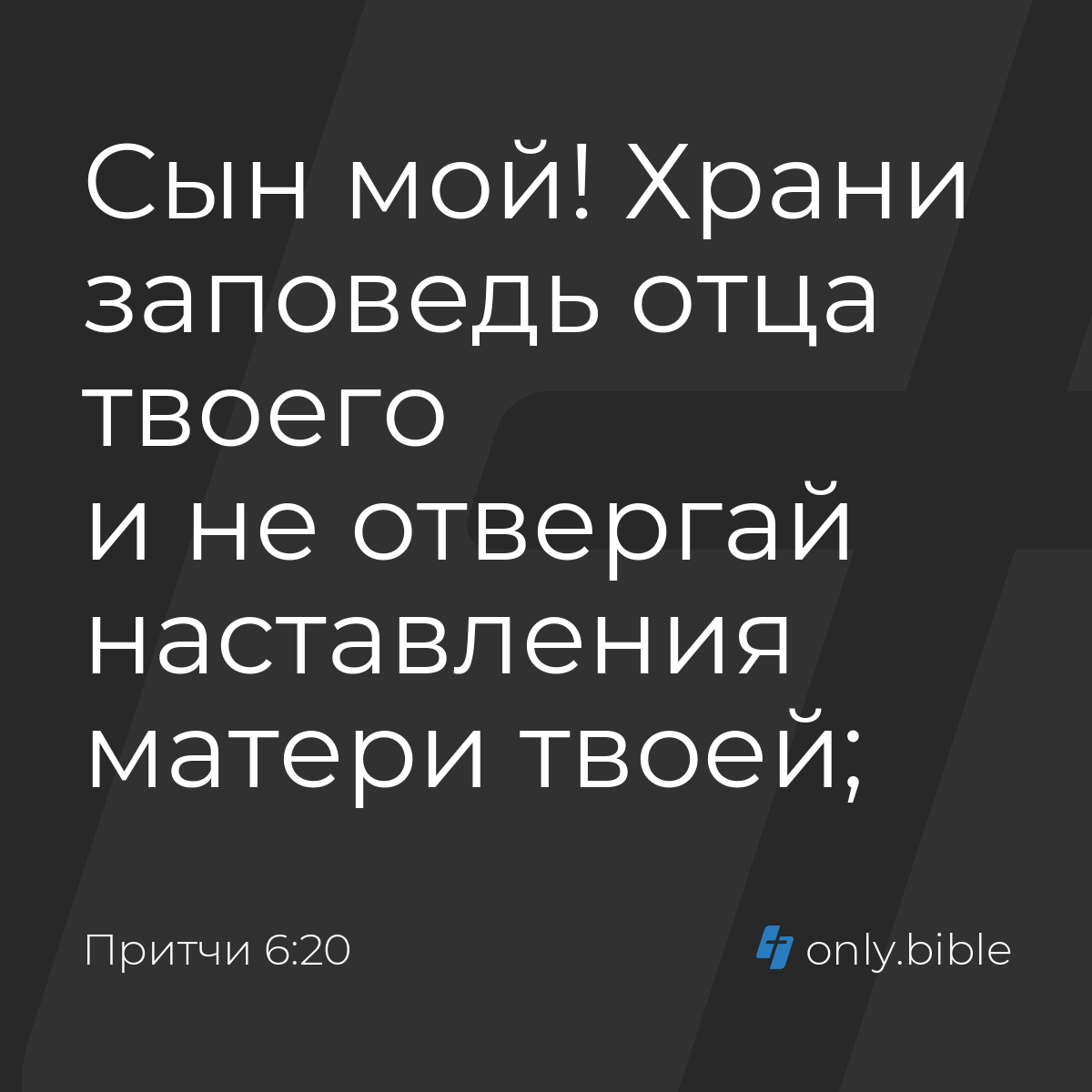 Притчи 6:20 / Русский синодальный перевод (Юбилейное издание) | Библия  Онлайн