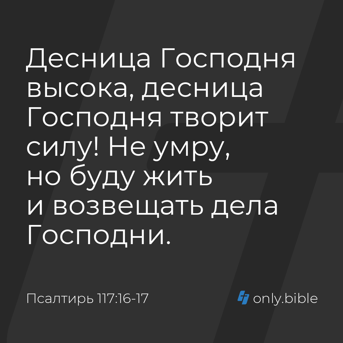 Псалтирь 117:16-17 / Русский синодальный перевод (Юбилейное издание) |  Библия Онлайн