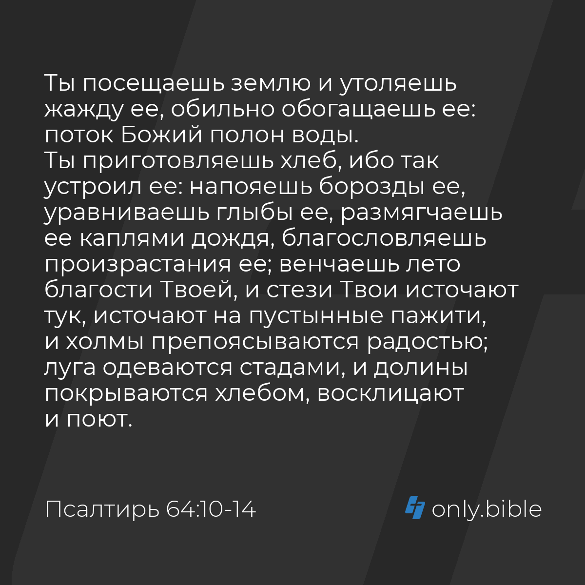 Псалтирь 64:10-14 / Русский синодальный перевод (Юбилейное издание) |  Библия Онлайн