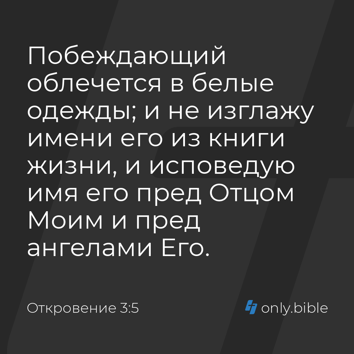 Откровение 3:5 / Русский синодальный перевод (Юбилейное издание) | Библия  Онлайн