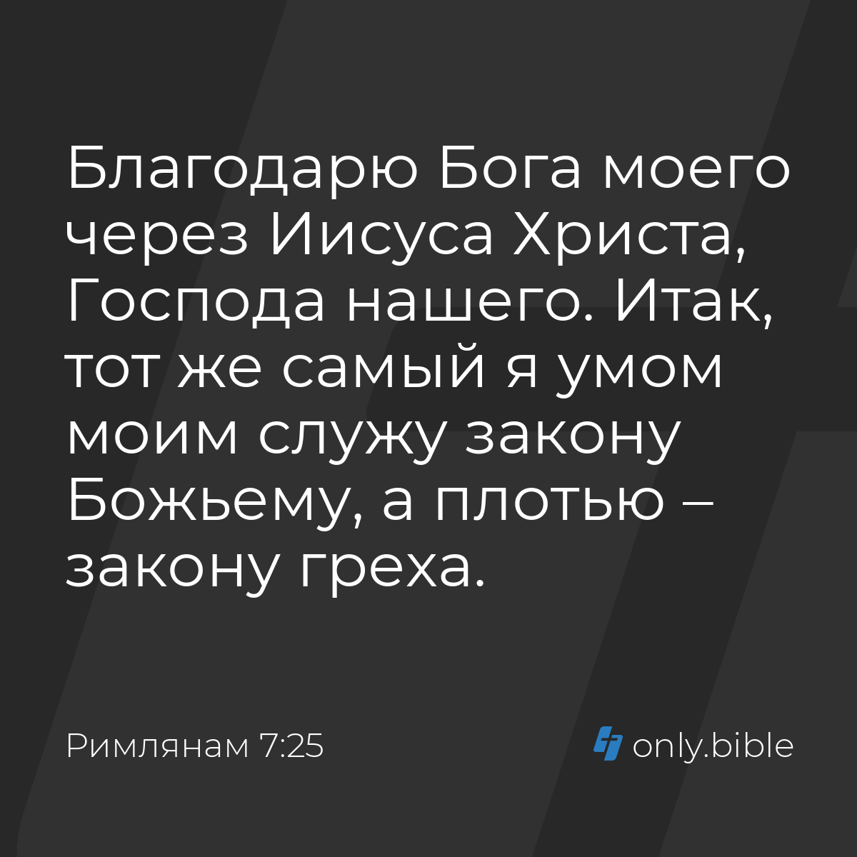 Римлянам 7:25 / Русский синодальный перевод (Юбилейное издание) | Библия  Онлайн