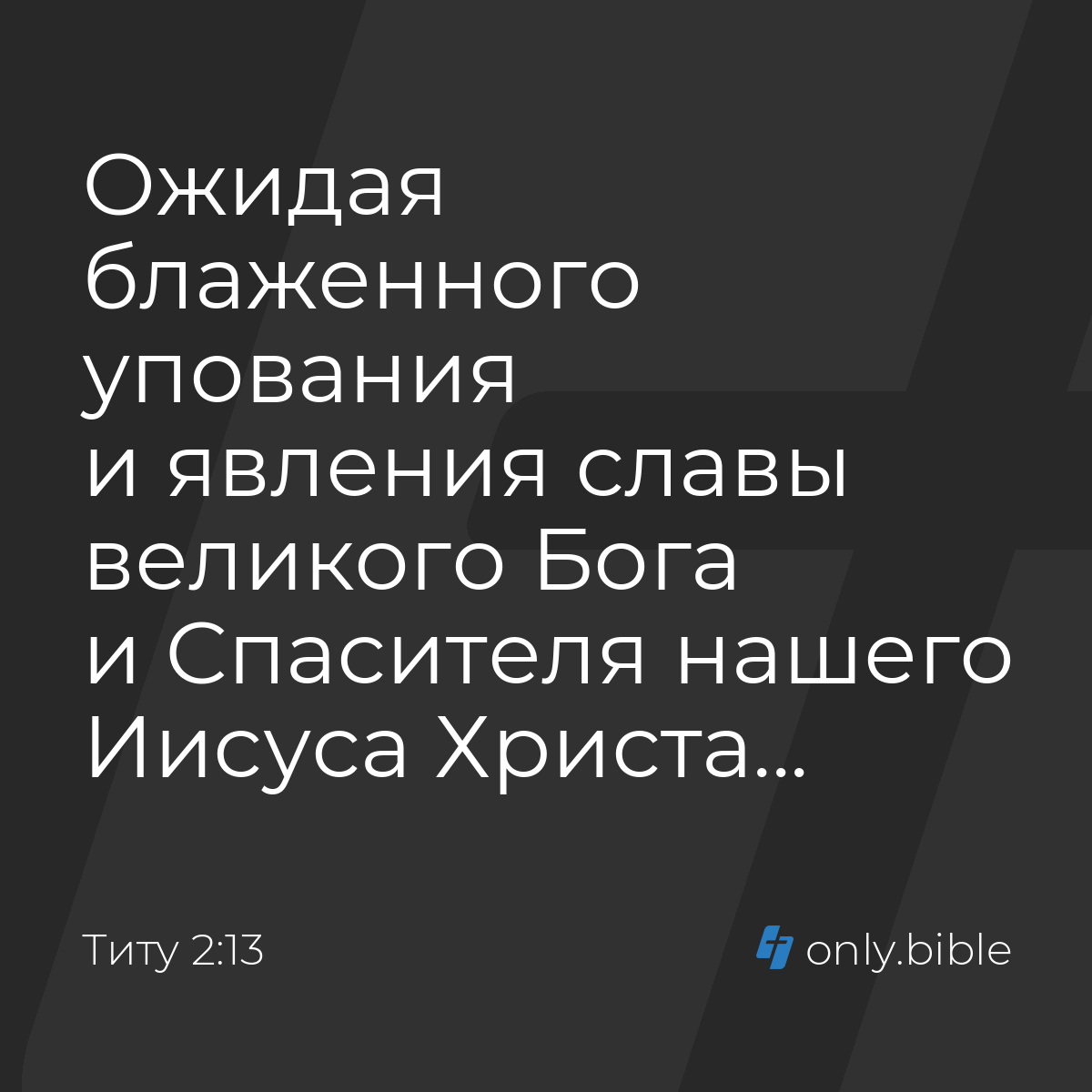 Титу 2:13 / Русский синодальный перевод (Юбилейное издание) | Библия Онлайн